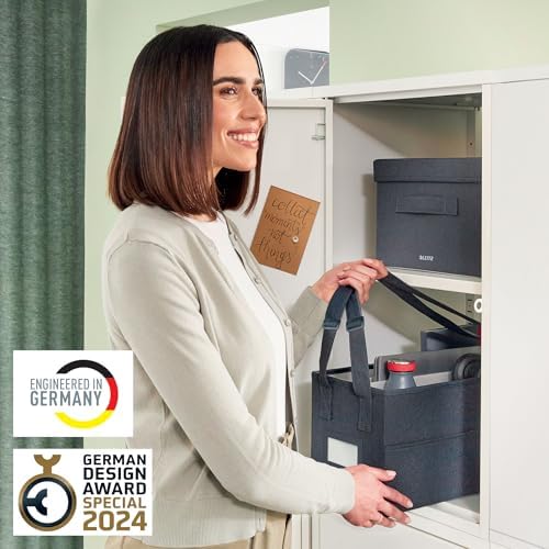 Leitz Fabric Hot Desking Work Bag & Storage Bag, Laptop Bag & Desk Tidy Organiser for Stationery & Laptop Accessories, w. Carry Handles, Foldable & Eco Conscious, Recycle Range, Velvet Grey, 64440089 - Image 2