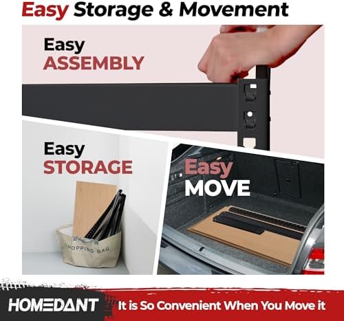 HOMEDANT Black 47.7" W 5 Tier Storage Shelves Garage Shelving Unit Metal - Image 6