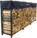 Woodhaven Black Large Outdoor Firewood Rack (12 Foot, With Cover) by Woodhaven