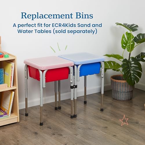 ECR4Kids Stackable Square Bins with Non-Snap Lids, Multipurpose Organization, Blue, 2-Pack - Image 5