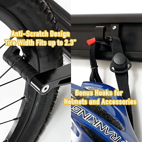 CyclingDeal Bike Wall Mount Rack - Adjustable Indoor Outdoor Storage Vertical Cycling Hook Hanger Organiser - Safe & Secure for Storing MTB Road Bicycles in Garage or Home - Classic 3 Bikes - Image 5