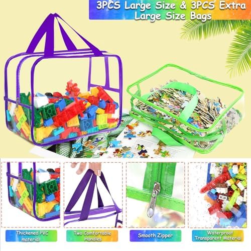 6 Colors L & XL Toy Storage Bags with Labels Reusable Clear Toy Organizer - Image 3