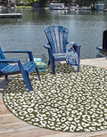 Unique Loom Outdoor Safari Collection Area Rug - Leopard (13' Round, Green/ Ivory) by UniqueLoom