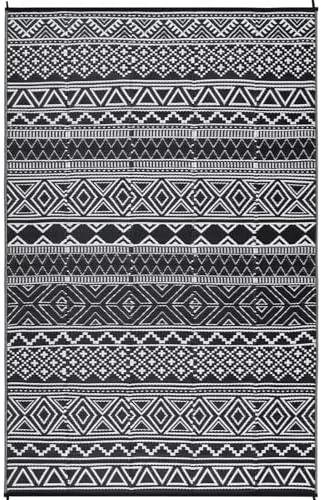 Reversible Mat 8x10 Plastic Straw Rug Outdoor Rug Bohemian Area Rug Waterproof Patio Rug Outdoor Camping Rug for RV Porch Deck Camper Balcony Backyard Easy Cleaning Picnic Mat Black White - Image 7
