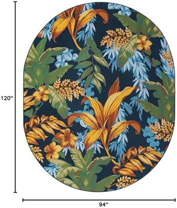 Unique Loom Outdoor Botanical Collection Area Rug - Calypso (7' 10" x 10' Oval Multi/Light Blue) - Image 2
