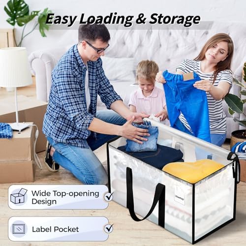 8 Pack Extra Large Clothes Storage Bins with Lids, Moving Bags, Clear - Image 5