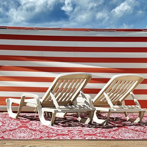 NUU GARDEN Outdoor Rug, Plastic Straw Foldable Area Rug Indoor Outdoor Carpet for Patio Decor Balcony Camping Picnic RV, 6 ft x 9 ft, Red and White - Image 7