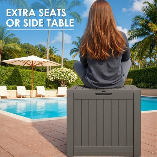 Greesum 40 Gallon Outdoor Deck Box, Resin Storage Chest, Dark Brown - Image 5