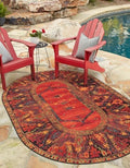 Unique Loom Outdoor Tribal Collection Area Rug - Quepos (7' 10" x 10' Oval Multi/Black) by UniqueLoom