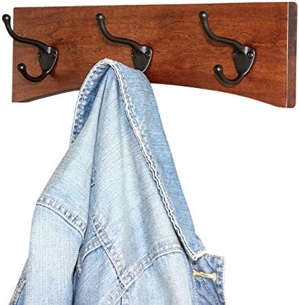 Solid Cherry Arched Wall Mounted Coat Rack Bronze Hat & Coat Hooks - Made in The USA (Mahogany, 25.5" x 4.5" with 5 Hooks) - Image 4