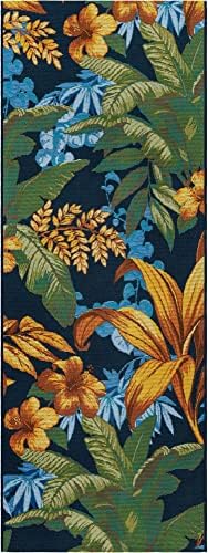 Unique Loom Outdoor Botanical Collection Area Rug - Calypso (2' 7" x 7' 1" Runner, Multi/ Light Blue) - Image 3