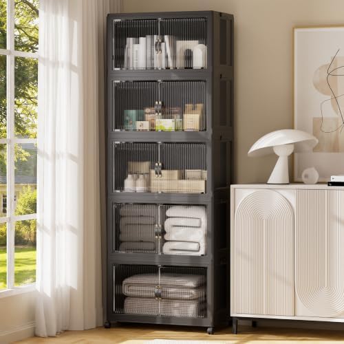 SAILUN Stackable Storage Bins with Lid, 519QT 5Pack Black by SAILUN