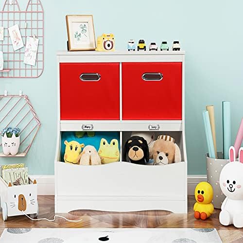 STOREONE 13 Inch Cube Organizer Bins ,Black Fabric Storage Bins，Foldable Storage Bins Basket with Dual Handles Fabric Organizer Bins and Storage Box，Set of 6,Red - Image 4