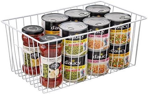16inch Farmhouse Freezer Wire Baskets Organizer Storage Bins Large Organizer Baskets with Handles for Storage, Office, Kitchen, Pantry, Cabinet, Closets - Set of 6 (White 6) - Image 5