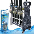 Rush Creek Creations Reel Salty Offshore and Inshore Waterproof Marine Grade 16 Rolling Fishing Rod Holder Dock/Garage Storage Rack, Gray/White, 29.8" L x 11.6" W x 30.9" H by RushCreekCreations