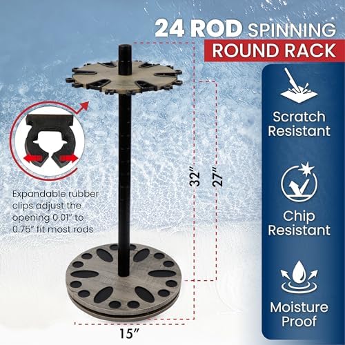 Rush Creek Creations Fishing Rod Holders for Garage 360 Degree Rotating - Image 2