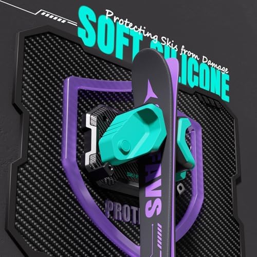 Ski & Snowboard Wall Rack for Garage Wall Fits Any Ski/board, Ski Wall Mount Holders Damage-Free Storage Rack, Garage Organization Space-Saving Winter Gear Organizer, Green, 2 Pack - Image 6