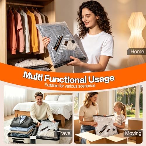 Rechargeable Wireless Pump Travel Storage Bags Set - 20 Pack Portable Space Saver Bags for Travel & Home - Vacuum Compression Packing Seal for Clothes, Blankets, Seasonal Storage - Image 6