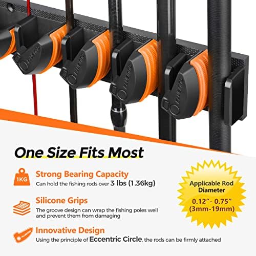 PLUSINNO V9 Fishing Rod Holder, Wall‑Mount Pole Holders for 9 Rod & Combos - Image 4