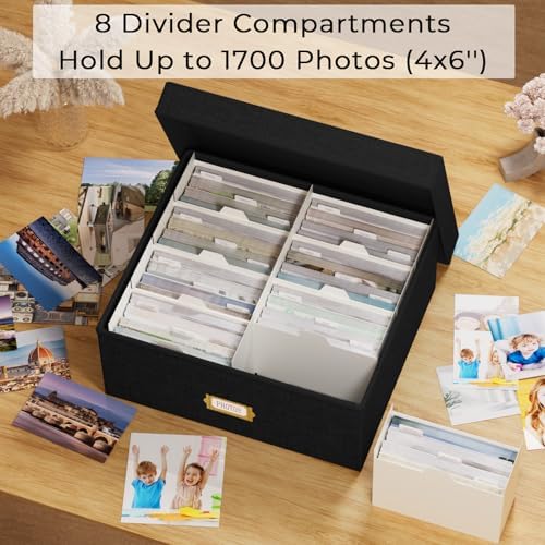 Decorative Photo Storage Box, 2 Pack Linen Photo Box Hold 1700 4x6 Pictures - Image 2