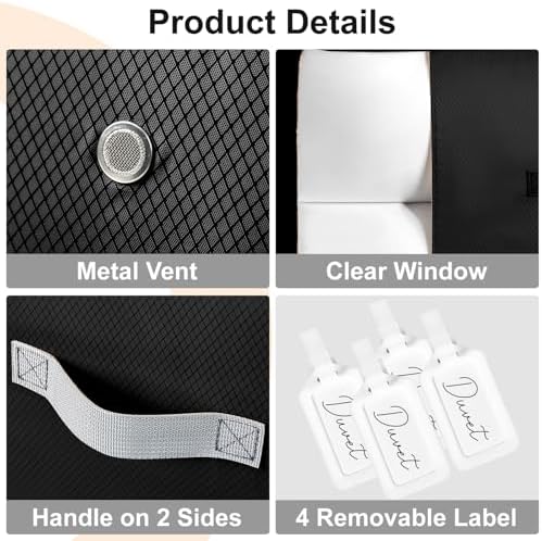 Comforter Storage Bag -130L Large Capacity Blanket Storage Bags 3-Layer Ultra Space Saving Self Compression Organizer, Washable Compression Bags for Storage Comforter Blanket, 4-Pack, Black - Image 5