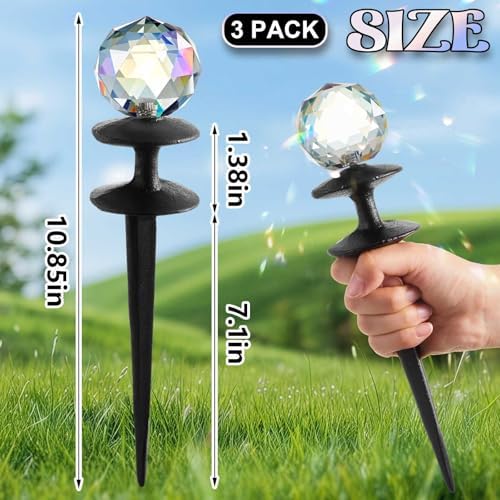 Tandefio 3 Pcs Suncatcher Crystal Ball Hose Guide Stakes, Cast Iron Metal - Image 2