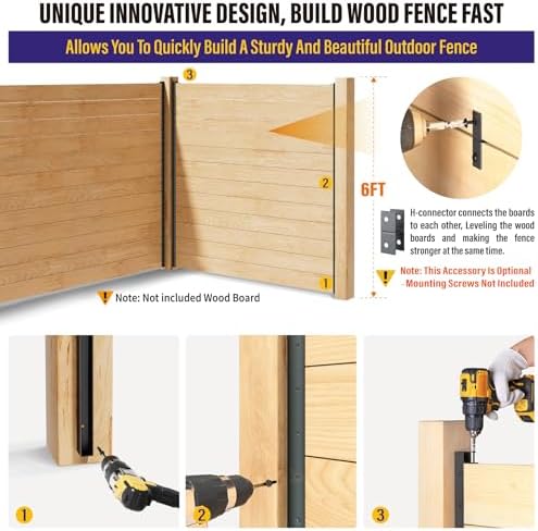 Hulave 2-Pack 6FT U-Shaped Metal Fence Posts (H: 68″), No-Dig Hard Surface Mount for Privacy Fences, Garden, AC Units, Pool Equipment, and Trash Can Enclosures-Matte Black - Image 3