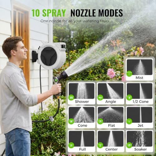 100ft Retractable Garden Hose Reel 1/2" with 10-Function Nozzle - Image 4