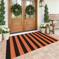 KOZYFLY Striped Rug 4x6 ft Orange and Black Halloween Fall Front Door Rugs by KOZYFLY