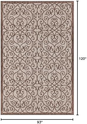 Eyely Filigree Weave Area Rug 8X10 Taupe/Espresso, Indoor Outdoor Rug - Image 2