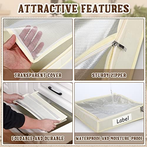 Panelee 6 Pcs 14x12x3'' Sweater Storage Bag with Easy Gliding Zipper, Beige - Image 3