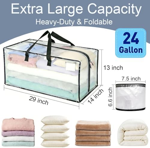 12 Pack Heavy Duty Moving Bags Extra Large Packing Bags, Clear - Image 2