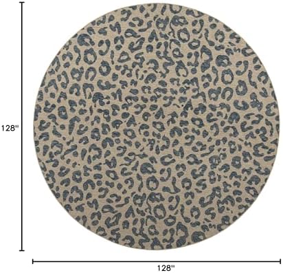 Unique Loom Outdoor Safari Collection Area Rug - Leopard (10' 8" Round Blue/Gray) - Image 2