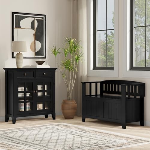 SIMPLIHOME Acadian Storage Bench and Cabinet Set in Black - Image 2