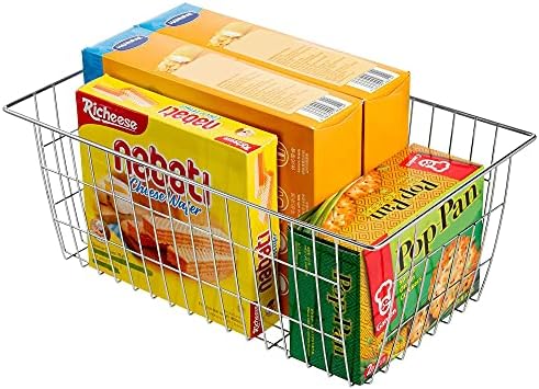 Slideep Wire Baskets Farmhouse Freezer Organizer Storage Bin Basket with Handles, Food Storage for Kitchen Cabinets, Pantry, Closet, Bedroom, Bathroom, Office 3 Pack - Image 5