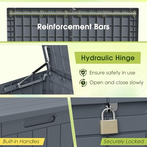 Devoko 100 Gallon Outdoor Storage Box, Waterproof Deck Box Lockable (Gray) - Image 5