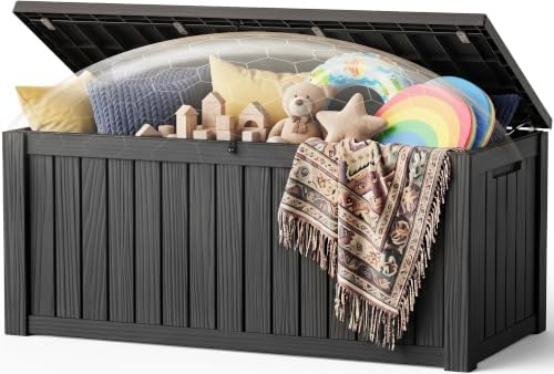 Outdoor Storage Box Waterproof, 220 Gal Gen 2 Resin Deck Box With Wheels by EFU