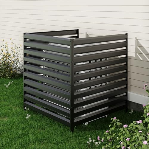 42” H x 38” W Air Conditioner Fence 3 Panels, Metal Privacy Fence Panels, Pool Equipment Enclosure, Trash Can Screens Fence Kit for Outside, Backyard, Patio, Garden(Black) by YEEZER