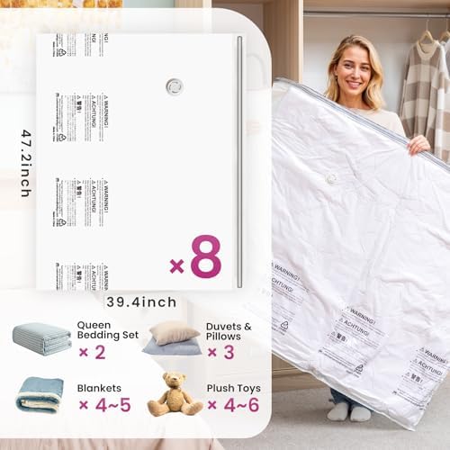 TAILI 8 Pack Vacuum Storage Bags, XXL Jumbo (47x39 Inch), Cream - Image 2