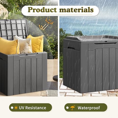 Devoko 31 Gallon Waterproof Outdoor Storage Box Resin Deck Box Lockable and UV Resistant for Patio Furniture,Garden Tools (Grey) - Image 4