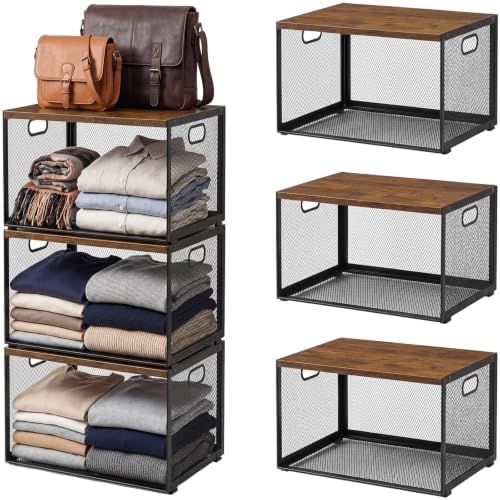 AceOrbit 3 Pcs Stackable Closet Storage Bins 15.6"x12"x8.7" Deep by Unknown