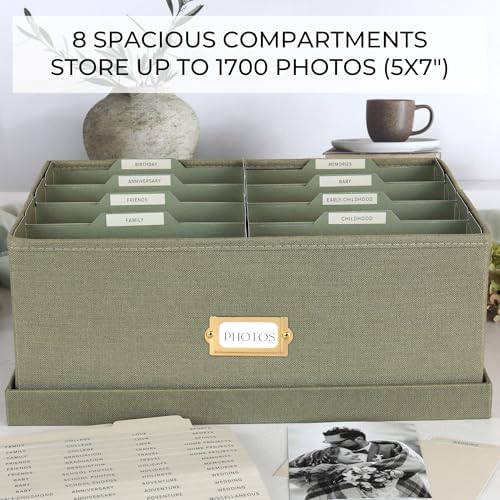 Decorative Photo Storage Box - Sturdy Linen Organizer Holds 1700 Photos - Image 5