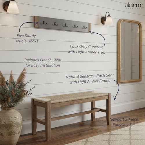 Alaterre Furniture Newport Coat Hook, Concrete Gray - Image 4