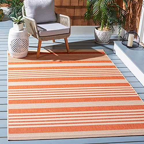 SAFAVIEH Courtyard Outdoor Area Rug 4'x5'7", Terracotta & Beige CY6062-241 - Image 4
