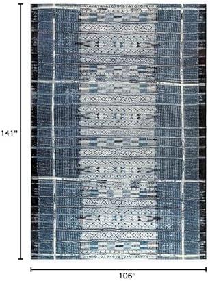 Liora Manne Marina Indoor Outdoor Rug - Tribal Design, Comfortable & Durable, Power Loomed, Polypropylene Material, UV Stabilized, Tribal Stripe Denim, 8'10" x 11'9" - Image 3