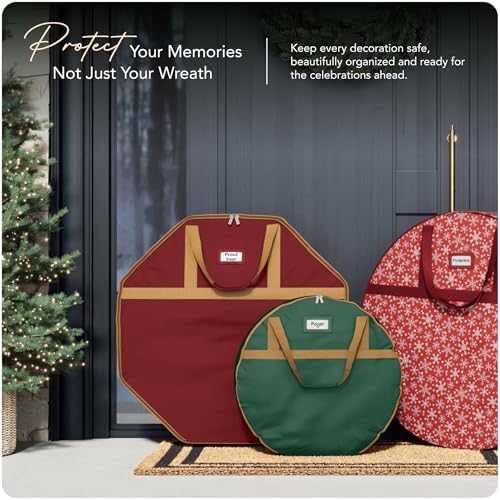 Covermates Deluxe Wreath Storage Bag, 36" Diameter x 8" H, Red - Image 2