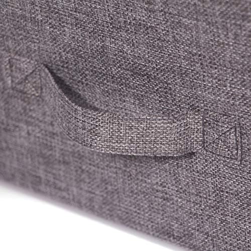 TENABORT Set of 5 Closet Organizer Bins with Handle, Fabric Foldable Storage Baskets Cloth Box Containers for Shelves Home Office Clothes Clothing, Gray, Large - Image 6
