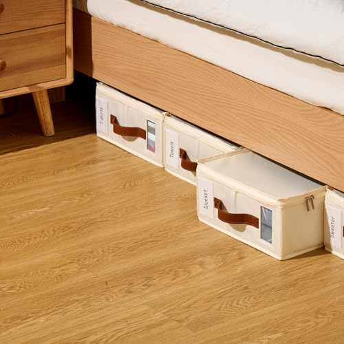 Bed Sheet Organizer 8 Pack, No Insects Entry Bedding Storage Box with Zipper, Label, Handle, Window, Linen Closet Organizers and Storage for Sheet Set, Clothing, Duvet Covers, Toys - Image 6