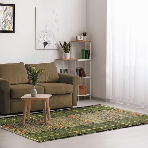 Liora Manne Marina Low Profile Durable Indoor/Outdoor Woven Rug- Tribal Stripe Green 7'10" x 9'10" - Image 5