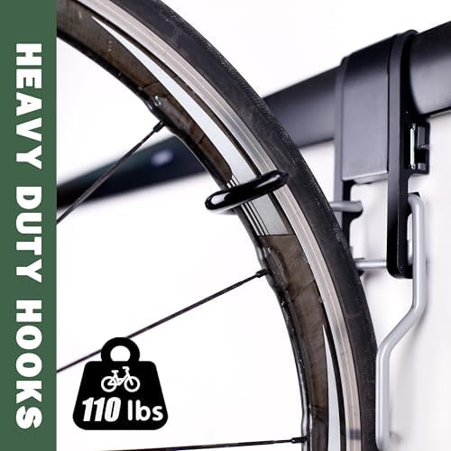 Wall 2/3/4 Bike rack, Fits Max 3 Inch for Mountain Bike eBike, 110 lbs Weight Capacity, with Helmet Hook, Modular Hook Track Design Heavy duty Wall mount Bicycle Hanger for Garage Storage - Image 3